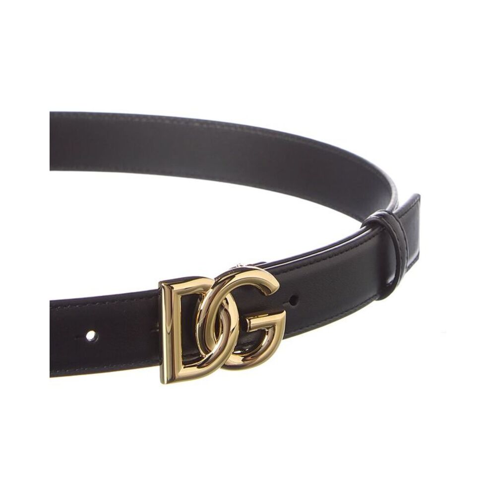 Dolce & Gabbana Dg Logo Leather Belt, Black - Picture 2 of 3